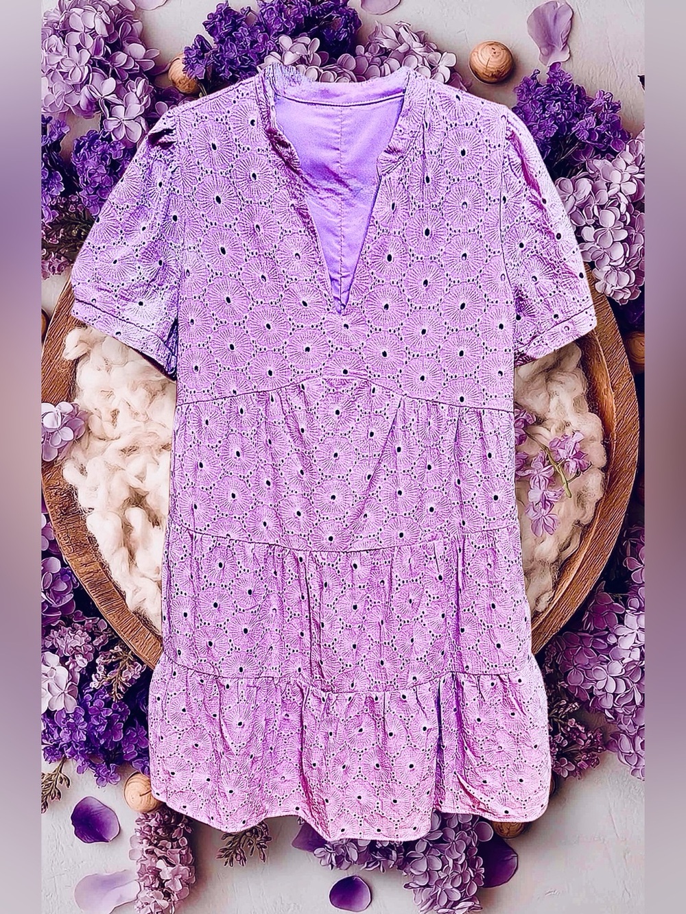 Imily Bela NWT Lilac Eyelet Tiered Dress size Medium